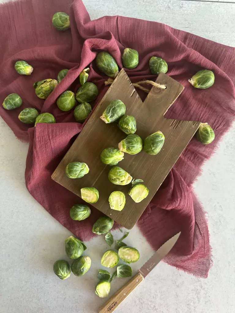 Brussels sprouts on a towel