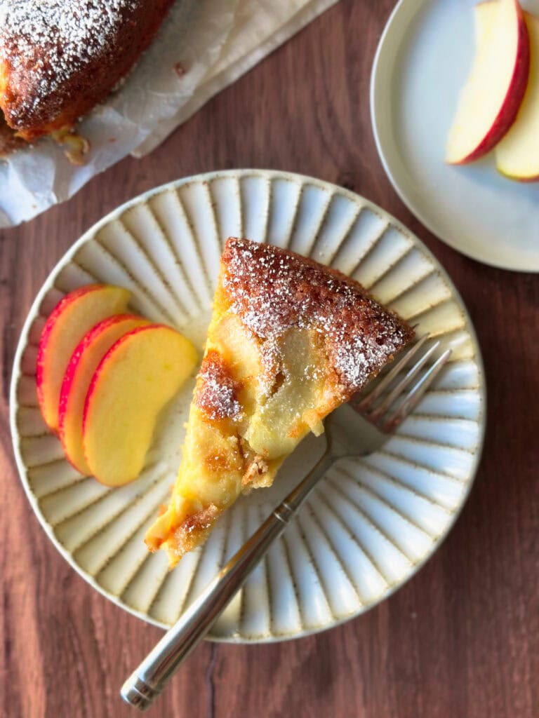 Slice of Apple Cake on a rimmed plate