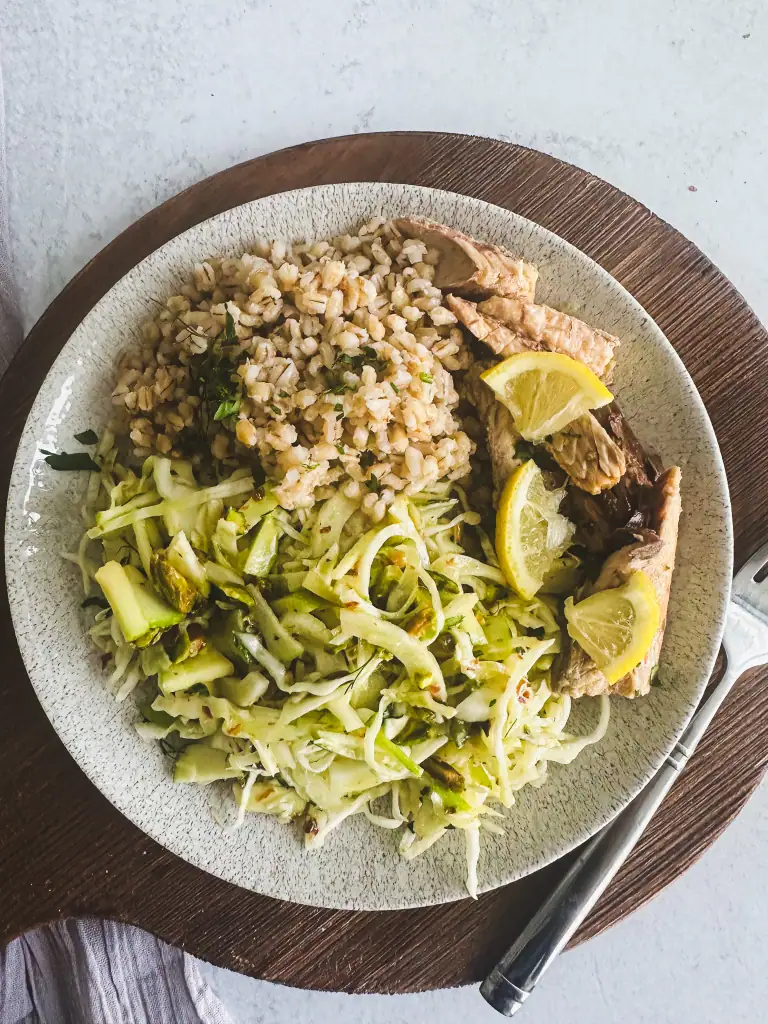Cabbage and Apple salad as part of a bowl