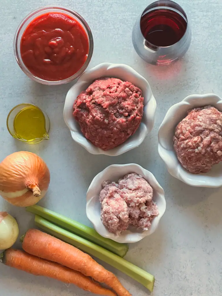 Bolognese Sauce Ingredients.