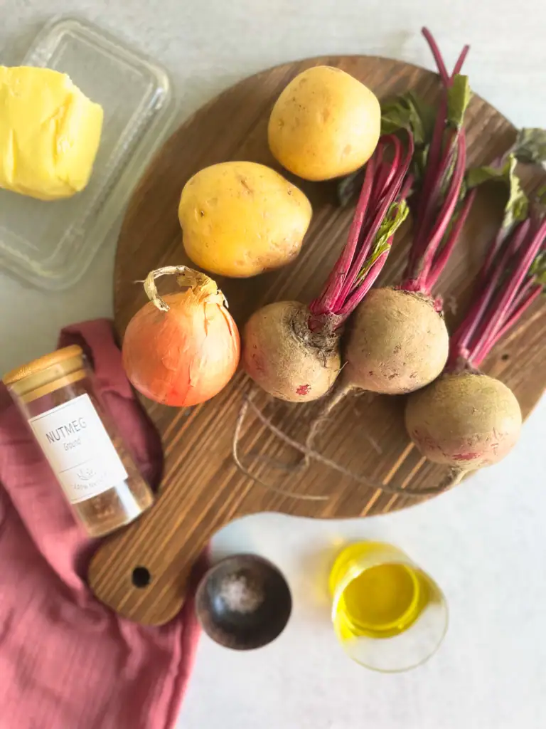 Ingredients to make Dolomites Beet Ravioli