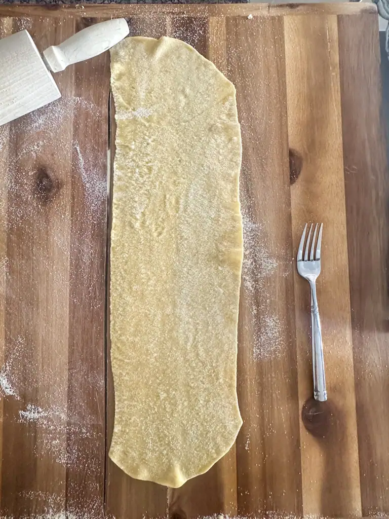 Pasta dough rolled out thin