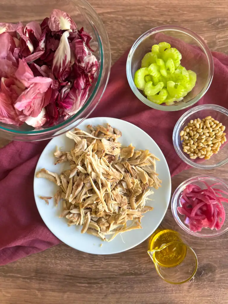 Ingredients to make Italian Chicken Salad with Radicchio