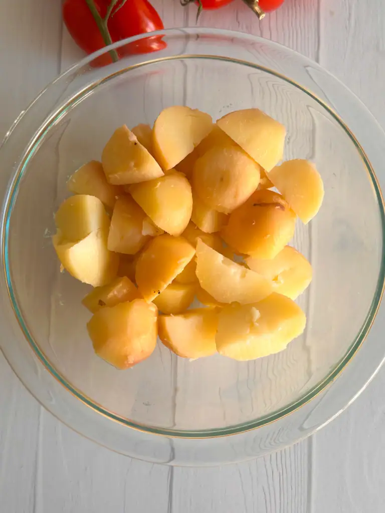 Peeled and cut potatoes