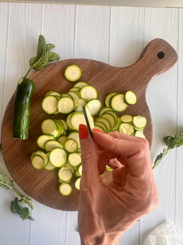 zucchini coins cut