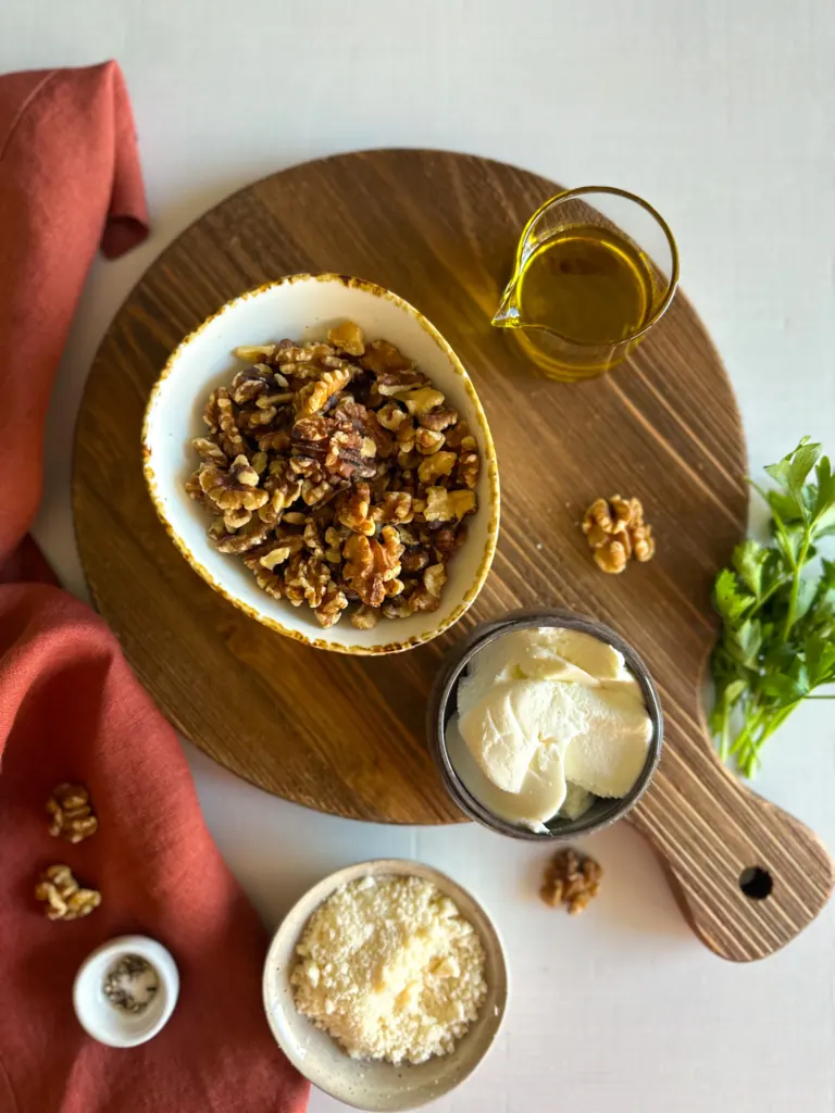 Ingredients to make walnut sauce