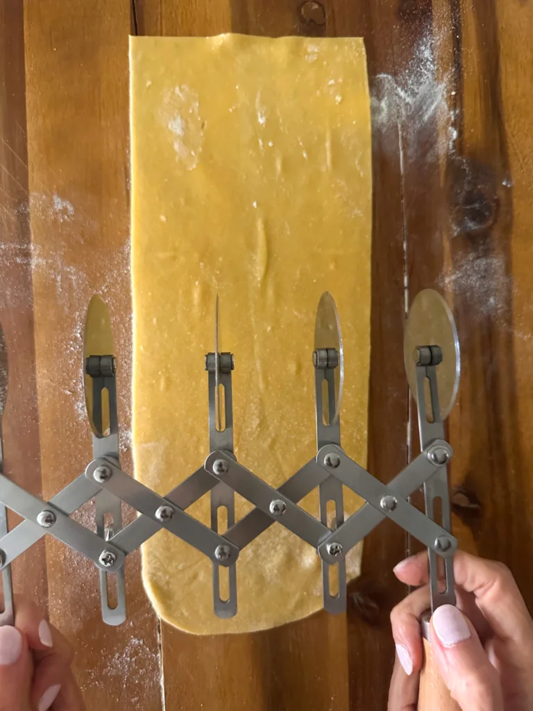 cutting square with a pasta wheel cutter