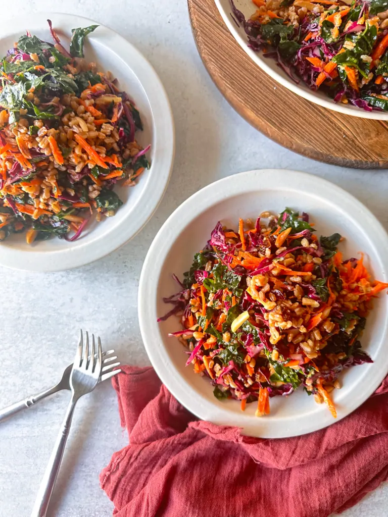 Winter kale salad in 2 plates
