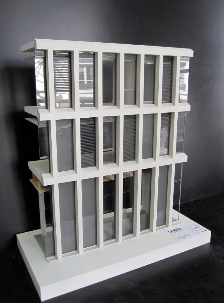 Maquette de coupe du siège de L'ined du campus Condorcet à Saint Denis par Antonini Darmon architectes