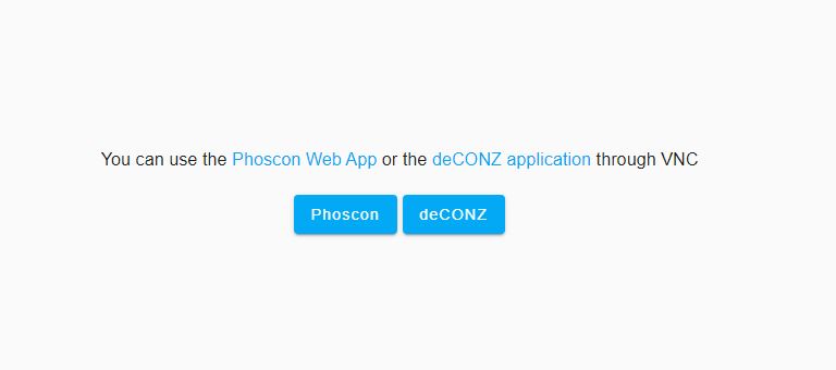 zigbee Phoscon / deconz start screen