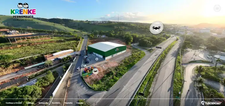 foto do 360ª da fabrica em Palmares da Krenke que produz playgrounds infantis