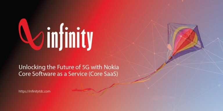 a kite flying through the air symbolizing Nokia Core SaaS - a cloud-native, subscription-based solution that enables rapid deployment, reduced risk, and simplified operations for 4G and 5G core networks