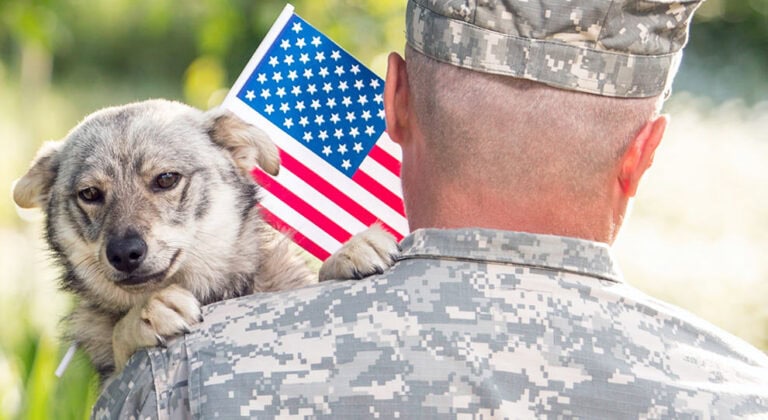 Military Service Member with Dog