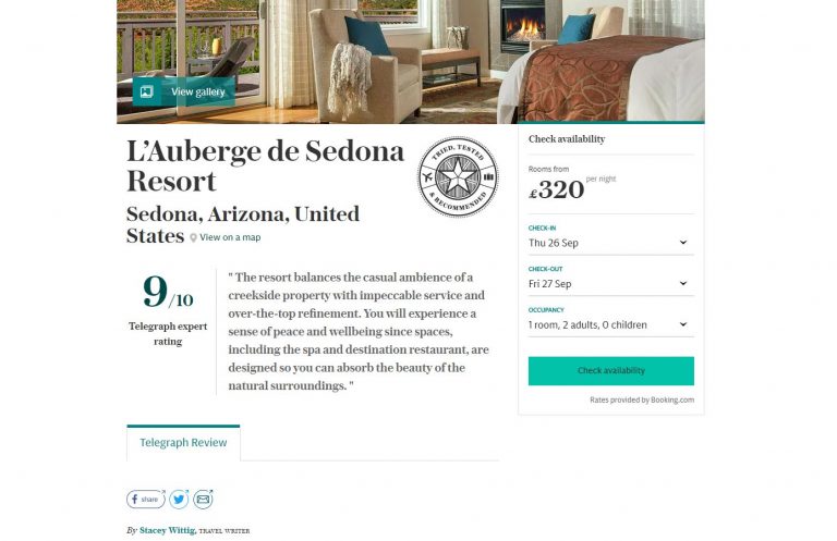 Screen shot of online London Telegraph hotel review by hotel reviewer Unstoppable Stacey Wittig