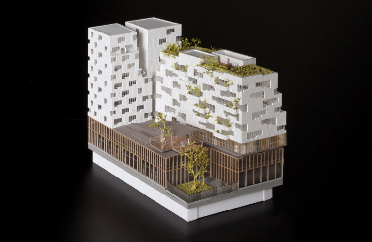 maquette de concours à l'avenue de France par SOA Architecte au 1/500ème
