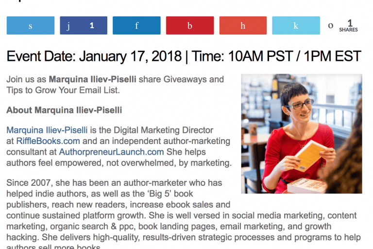 Teleseminar: Marquina Iliev-Piselli: Giveaways and Tips to Grow Your Email List