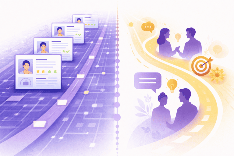 Illustration du décalage entre le matching CV par intelligence artificielle et la réalité du recrutement