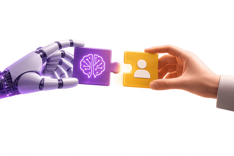 IA et recrutement illustrés par une connexion entre intelligence artificielle et candidat