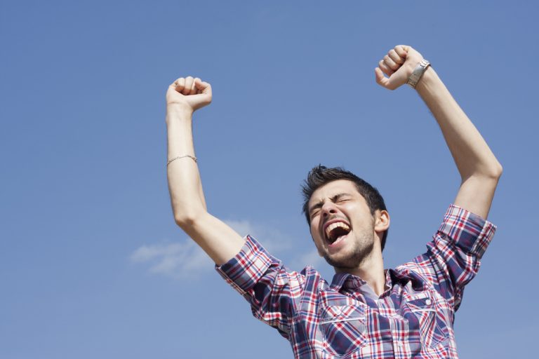 Before giving a testimonial, man comes out of Hypnotherapy session, feeling confident and upbeat