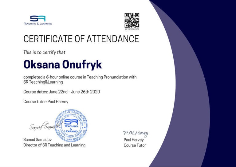Online course in Teaching Pronunciation with SR Teaching&Learning