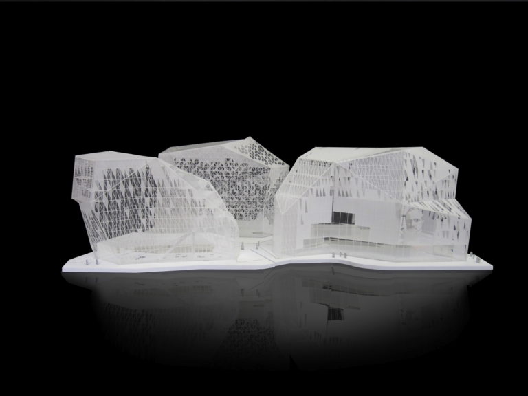 Maquette de concours architecture Eurorennes ilot Feval à Rennes, Péripheriques architectes au 1/500ème