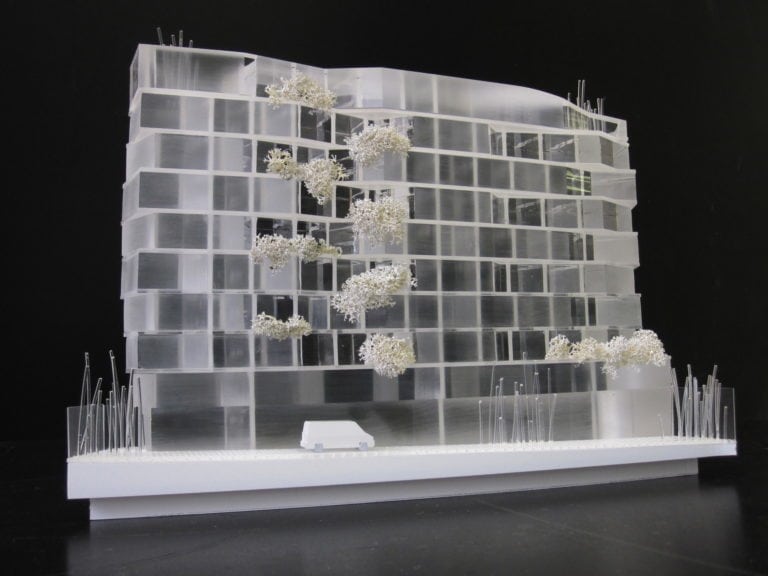 maquette de logements étudiants par XTU architectes au 1/200ème