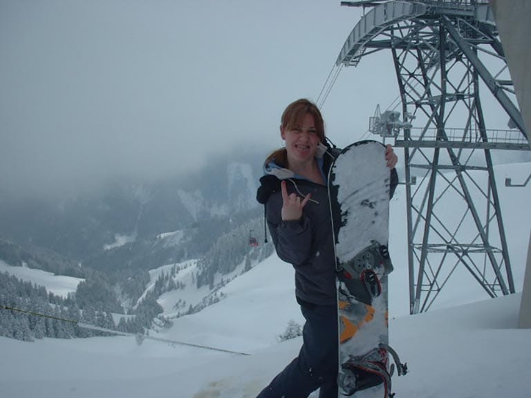 Snowsports photographer Melanie May on the slopes in Kirchberg Austria