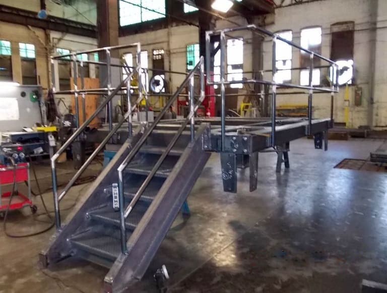 Structural steel stairway platform fabricated by the rose corporation