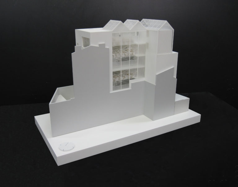 maquette de logements étudiant dans la rue Piat à Paris pour réinventons paris,La Sablière à l'échelle 1/100ème