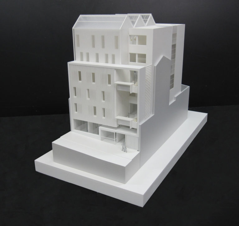maquette de logements étudiant dans la rue Piat à Paris pour réinventons paris,La Sablière à l'échelle 1/100ème