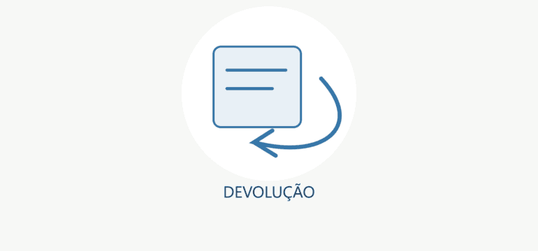 Ilustração editorial de devolução com registros relacionados e controles verificáveis.