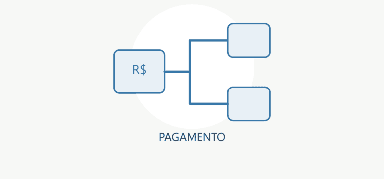 Ilustração editorial de pagamento com registros relacionados e controles verificáveis.