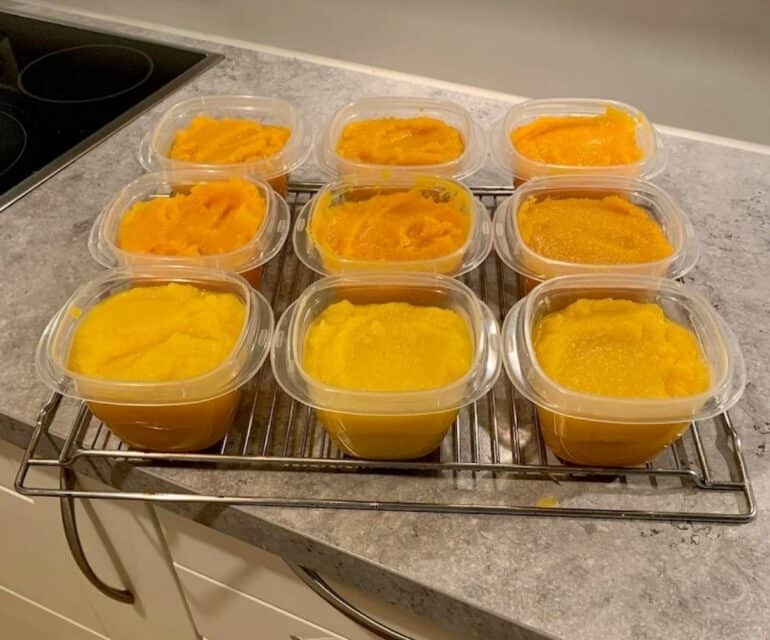 A batch of my homemade pumpkin purée