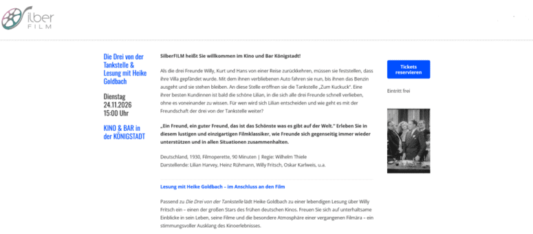 Buchvorstellung/Lesung & Film Berlin Kino und Bar Koenigstadt
