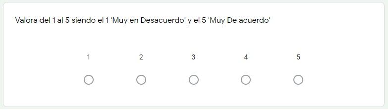 Item Likert de 1 a 5