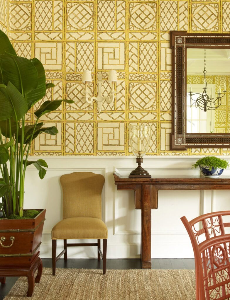 Meg Braff Designs Southampton home dining room wallpaper