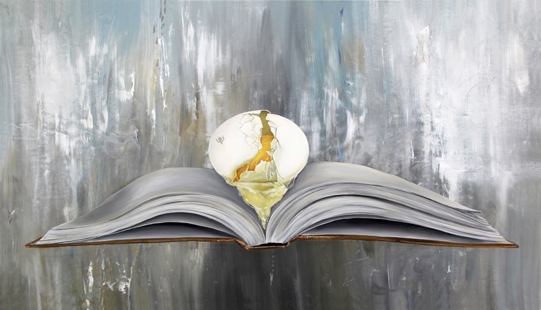 K llamas book and egg painting encyclopedia museum art