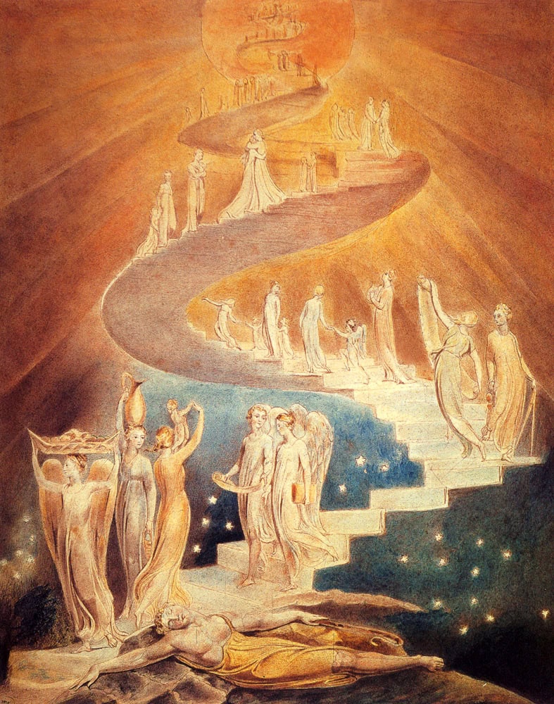 A Escada de Jacó da ascensão espiritual por William Blake