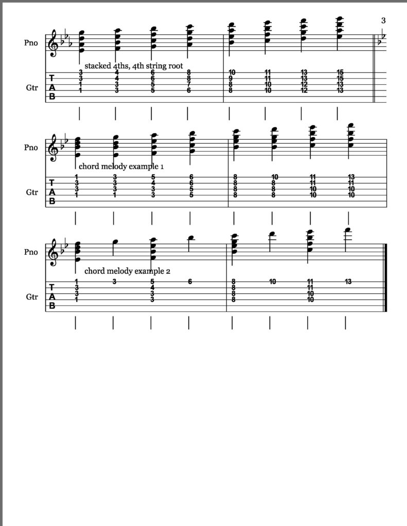 Diatonic Jazz Guitar (and Piano) Chords - Stacked 4th Eb and Bb major