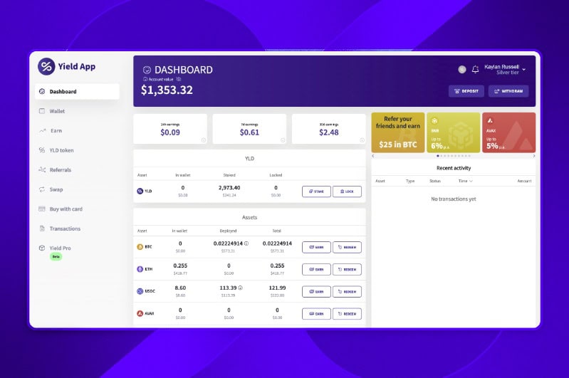 Yield App Dashboard