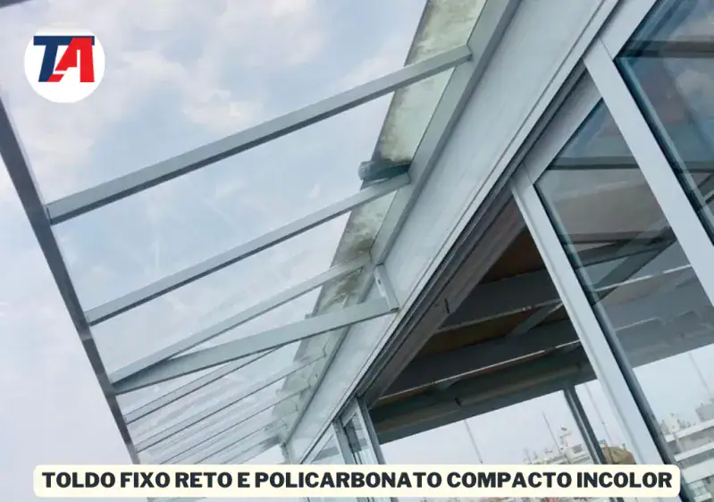Toldo fixo reto, com estrutura em alumínio perfilado em Santos