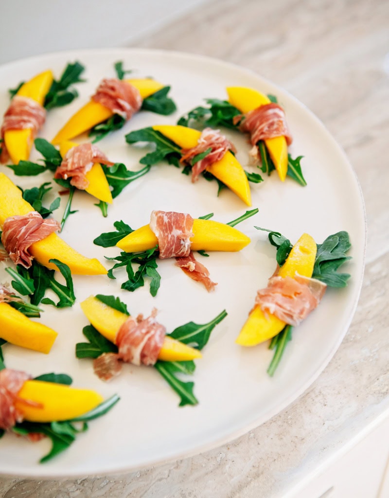 Prosciutto Wrapped Mango Bites