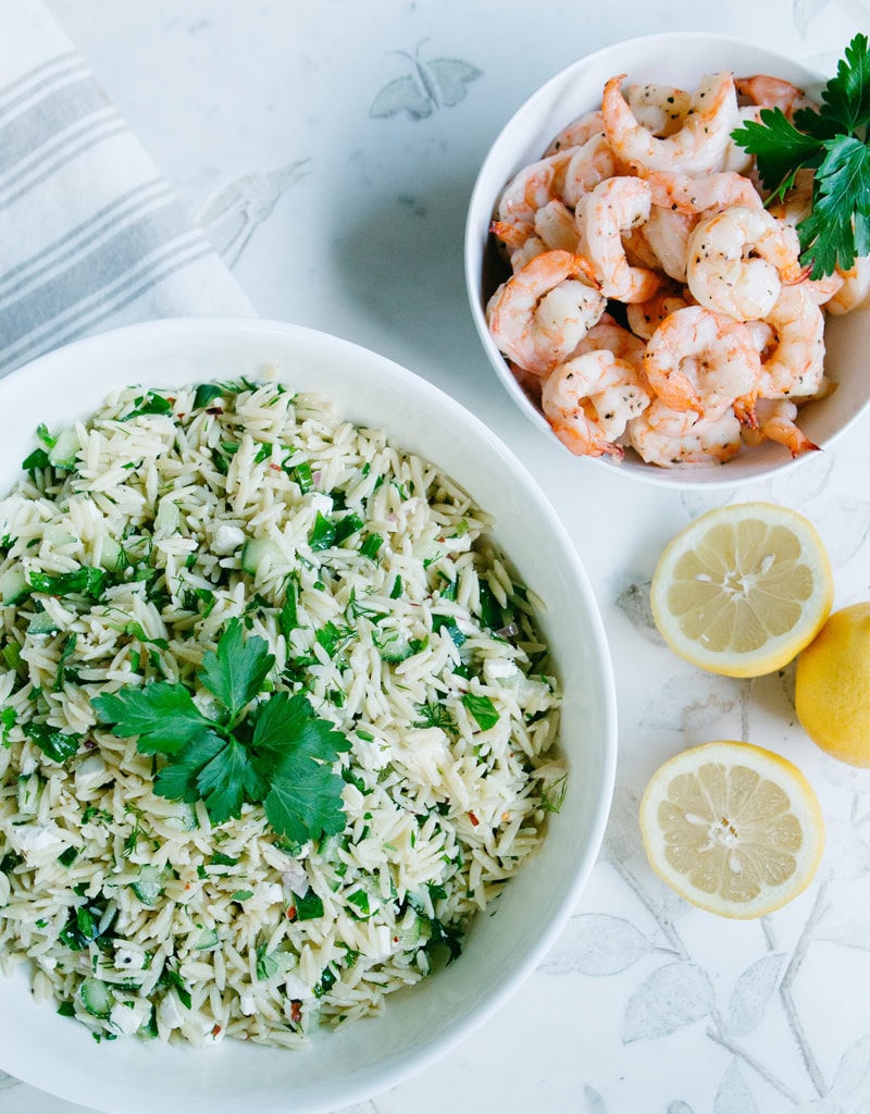 roasted shrimp and orzo summer entertaining