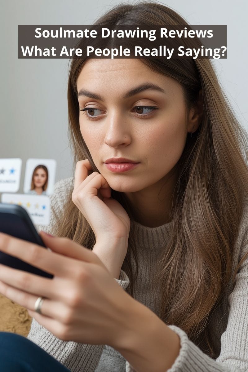 Soulmate Drawing Reviews: What Are People Really Saying? 1 a woman looking at reviews on her smarthphone,