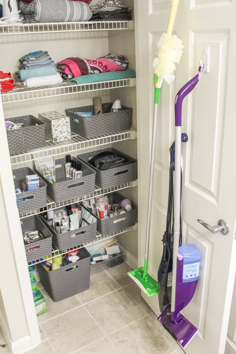 y weave bins for organizing a linen closet