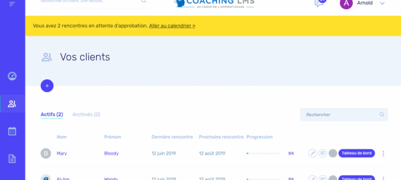 Gestion des clients des coachs
