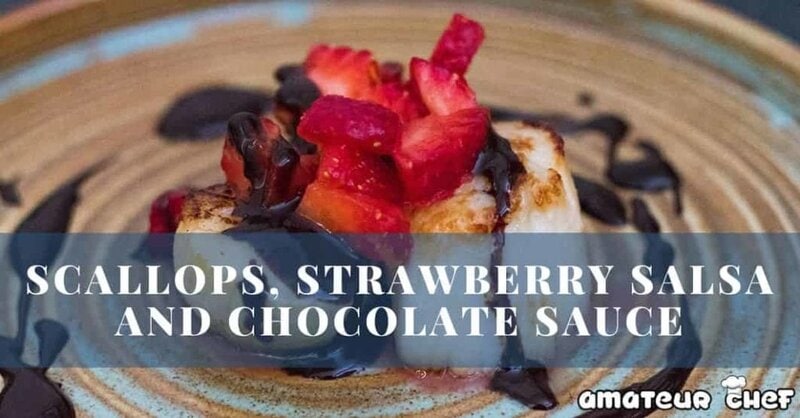 Featured Image of scallops with strawberry salsa and dark chocolate