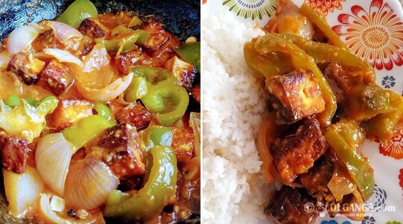 Serving chilli paneer