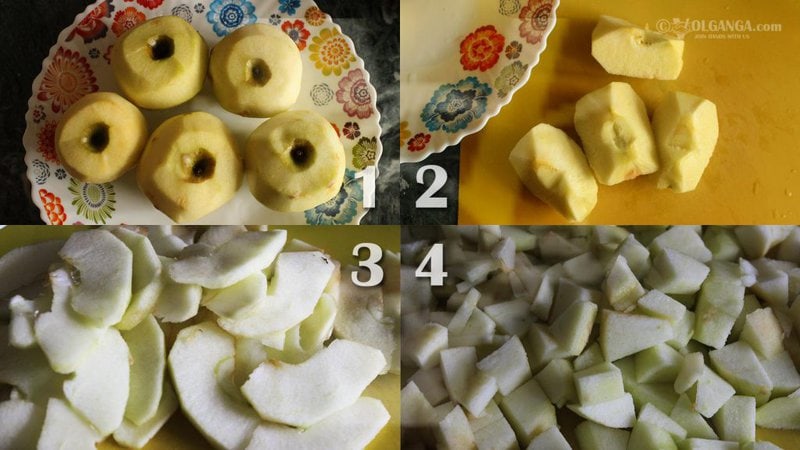 Peel and cut apples