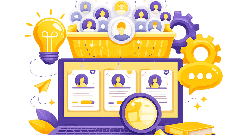 Vivier de talents illustré dans un logiciel de recrutement ATS avec profils candidats et sélection